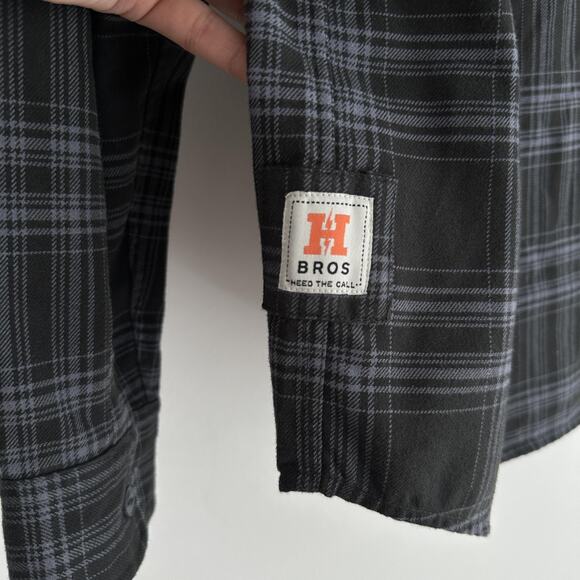 Howler Brothers Shirt Mens Medium Black Gray Quintana Quilted Flannel Plaid - Picture 5 of 11